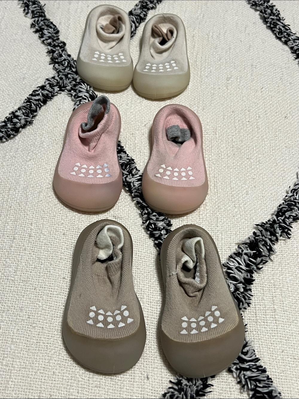 3 Pair Infant Size 20/21 (4/5) Non-Slip Rubber Toe Sock Shoes